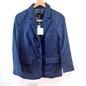 NEW- Talbots Womens Blazer Size 6 Navy Wool Blend Italian‎ Fabric